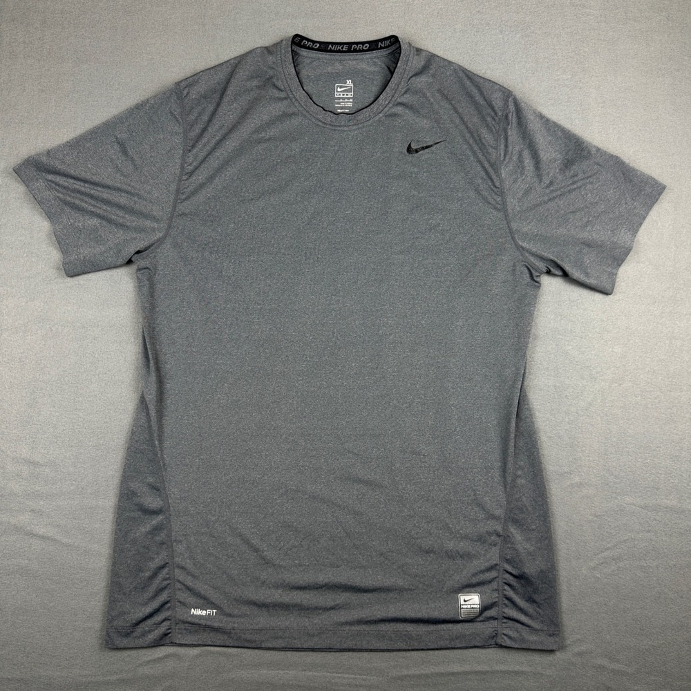 Nike Pro Team Shirt Mens XL Gray NikeFIT DRY Short Sleeve Training Athletic Top